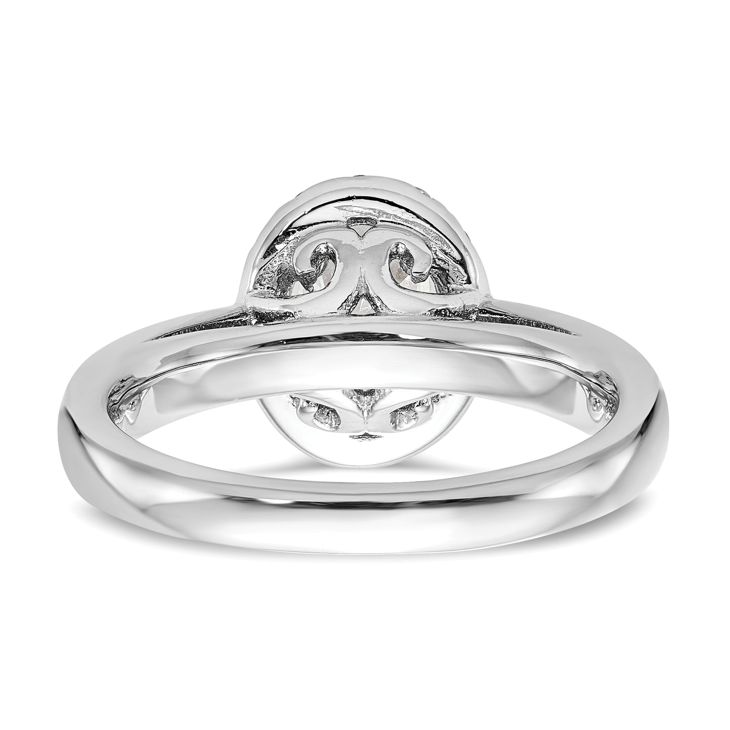14k White Gold Oval Halo Simulated Diamond Engagement Ring