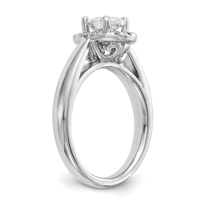 14k White Gold Oval Halo Simulated Diamond Engagement Ring