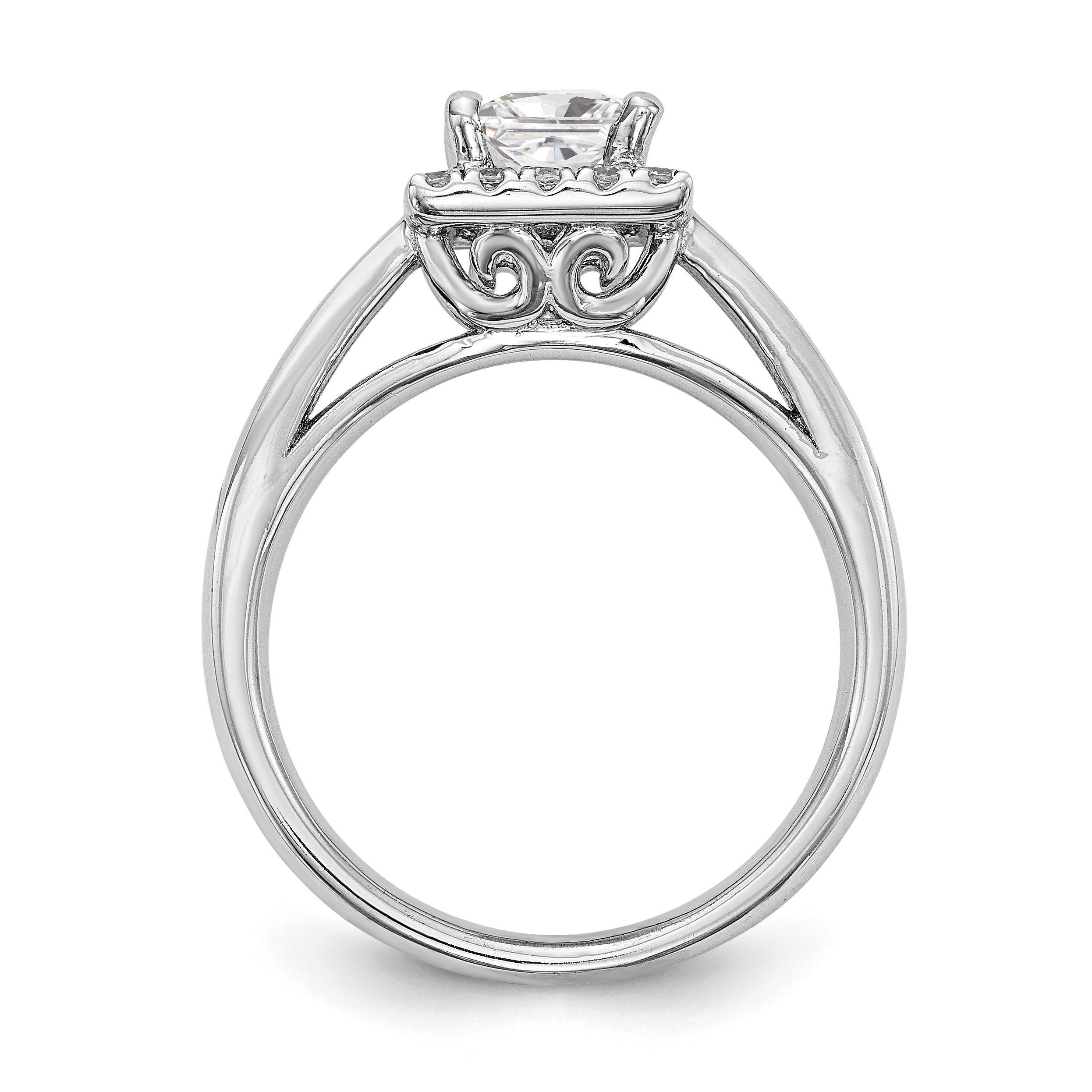 14k White Gold Princess Halo Simulated Diamond Engagement Ring