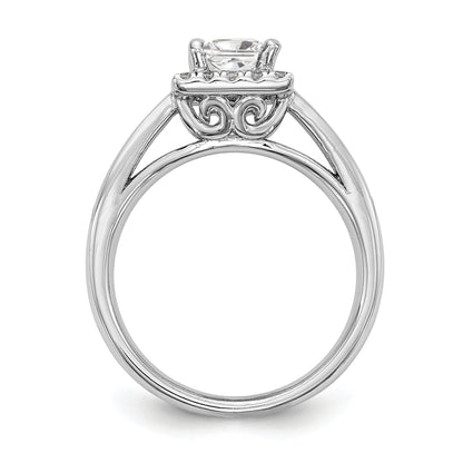 14k White Gold Princess Halo Simulated Diamond Engagement Ring