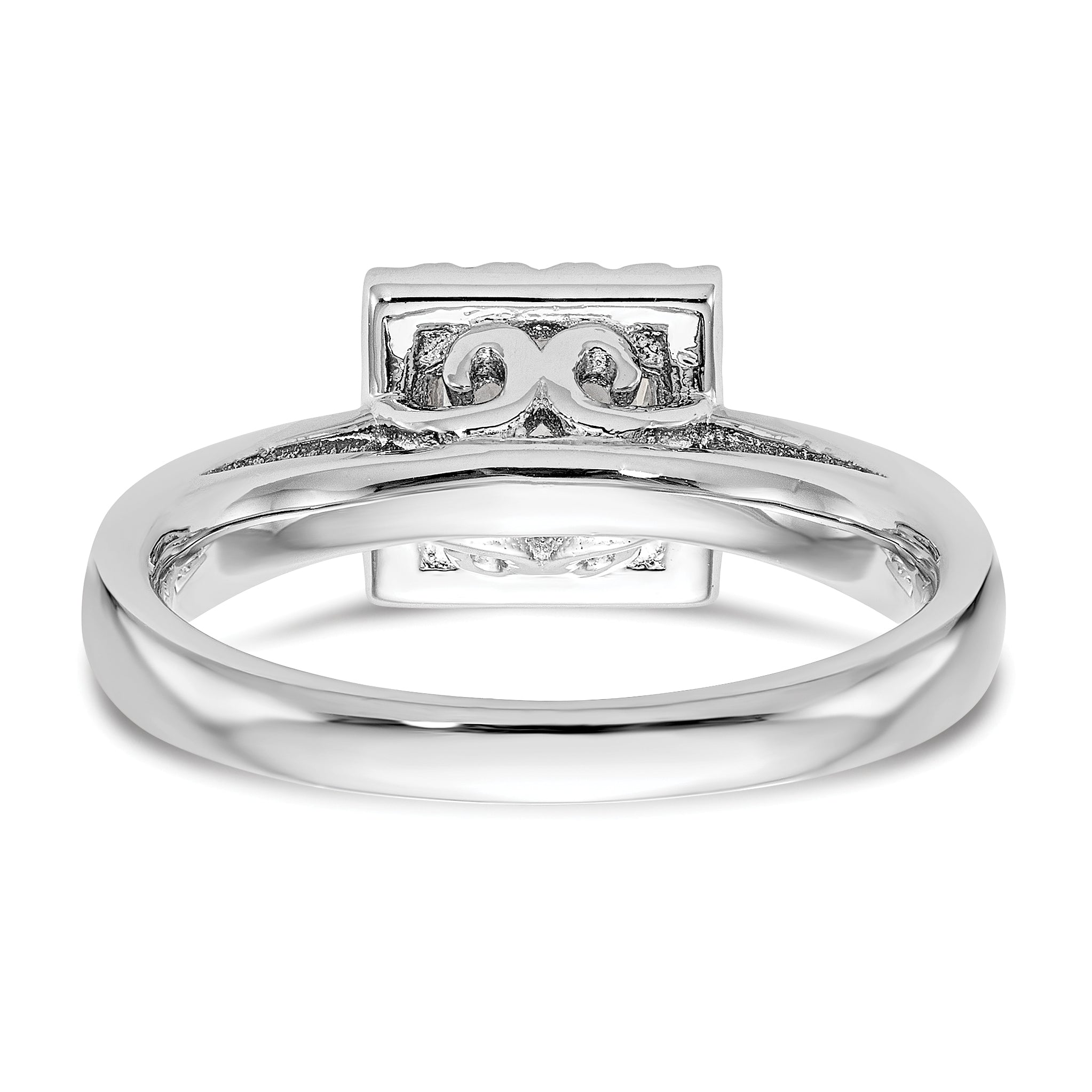 14k White Gold Princess Halo Simulated Diamond Engagement Ring