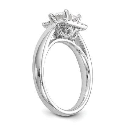 14k White Gold Princess Halo Simulated Diamond Engagement Ring