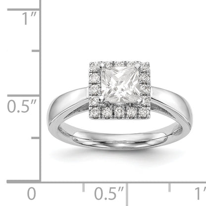 14k White Gold Princess Halo Simulated Diamond Engagement Ring