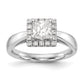 14k White Gold  Princess Halo Simulated Diamond Engagement Ring