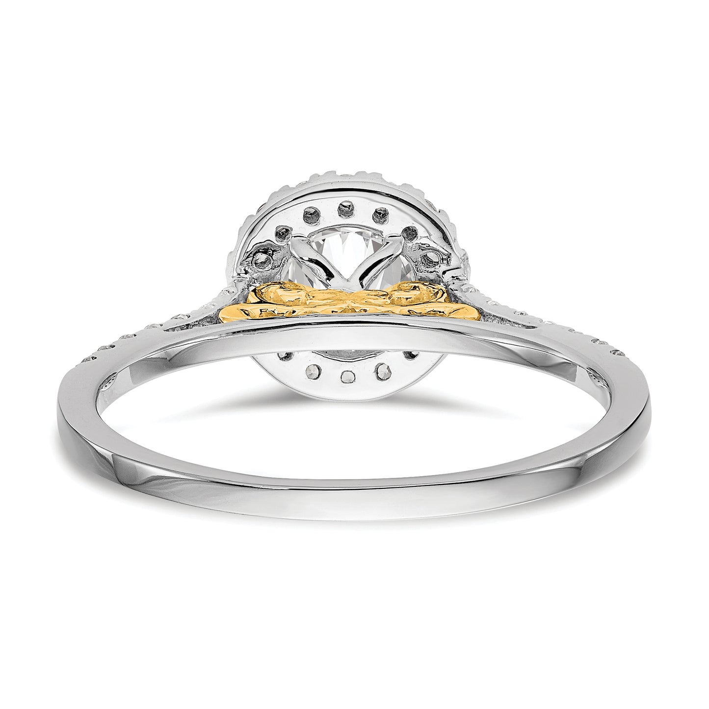 14k Two tone Gold Round Halo Simulated CZ Diamond Engagement Ring