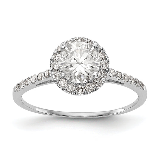 14k Two tone Gold Round Halo Simulated CZ Diamond Engagement Ring