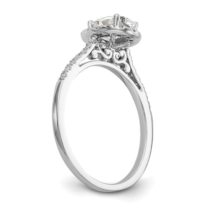 1/3 Ct. Natural Diamond Semi-mount Oval Halo Engagement Ring in 14K White Gold