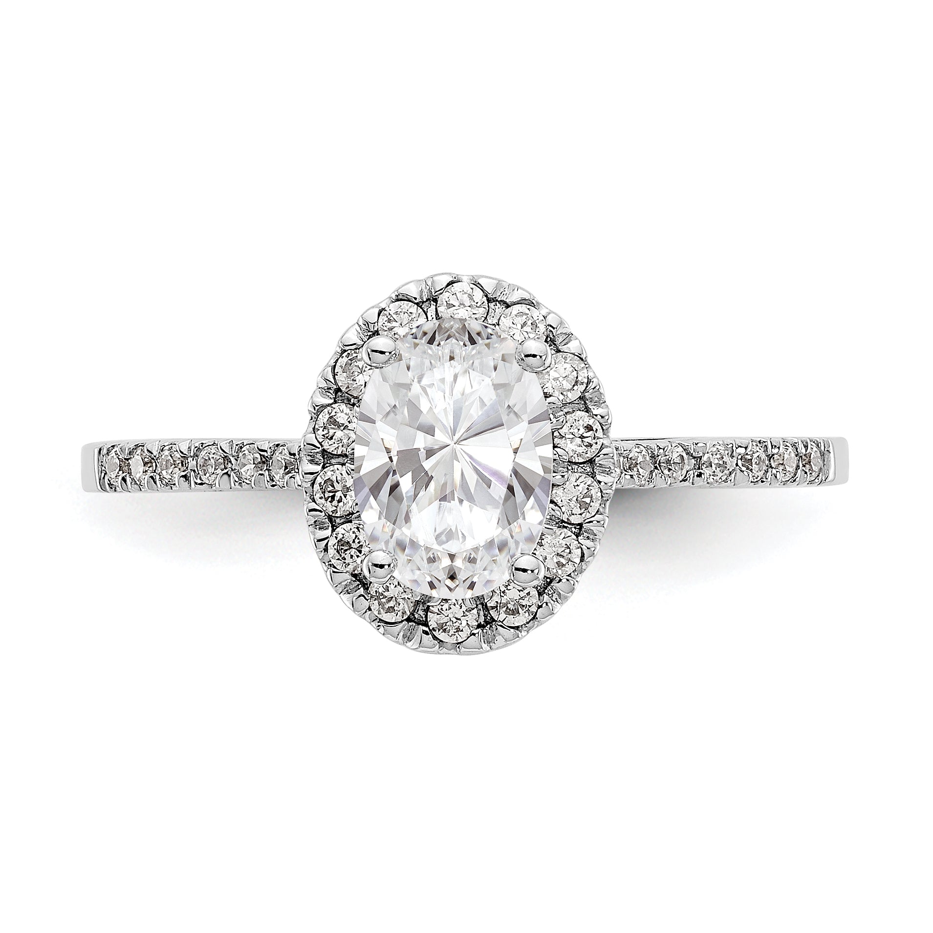 6x8mm Oval CZ Halo Style Engagement Ring 14K Yellow and White Gold