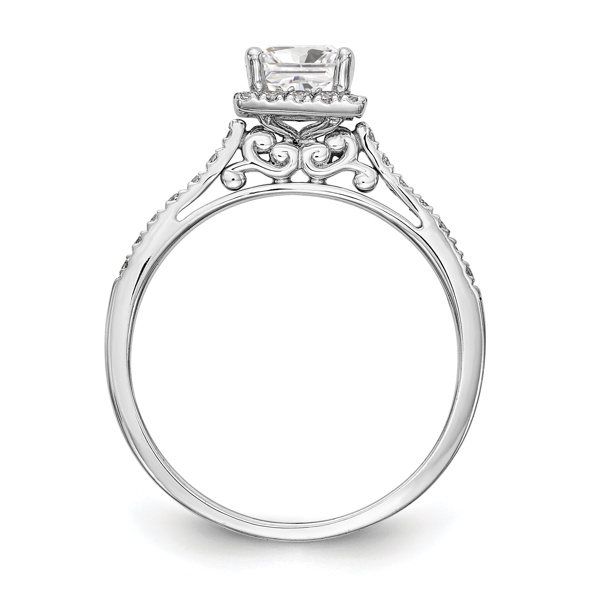 1/3 Ct. Ct. Natural Princess Cut Diamond Semi-mount Engagement Ring in 14K White Gold (Center Diamond is not Included)