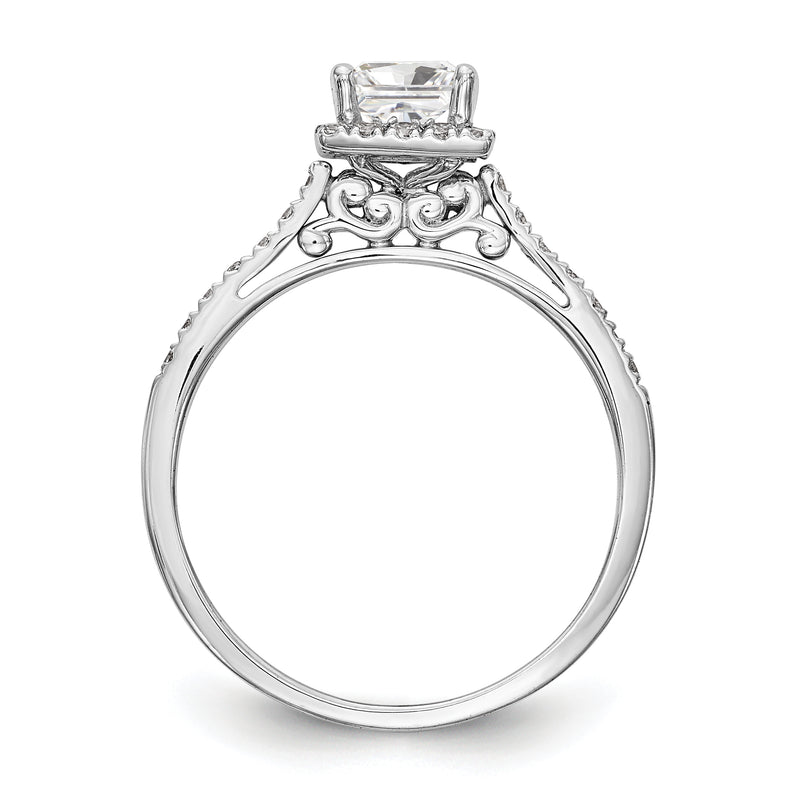 1/3 Ct. Ct. Natural Princess Cut Diamond Semi-mount Engagement Ring in 14K White Gold (Center Diamond is not Included)