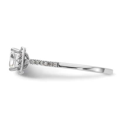 14k White Gold Princess Halo Simulated Diamond Engagement Ring