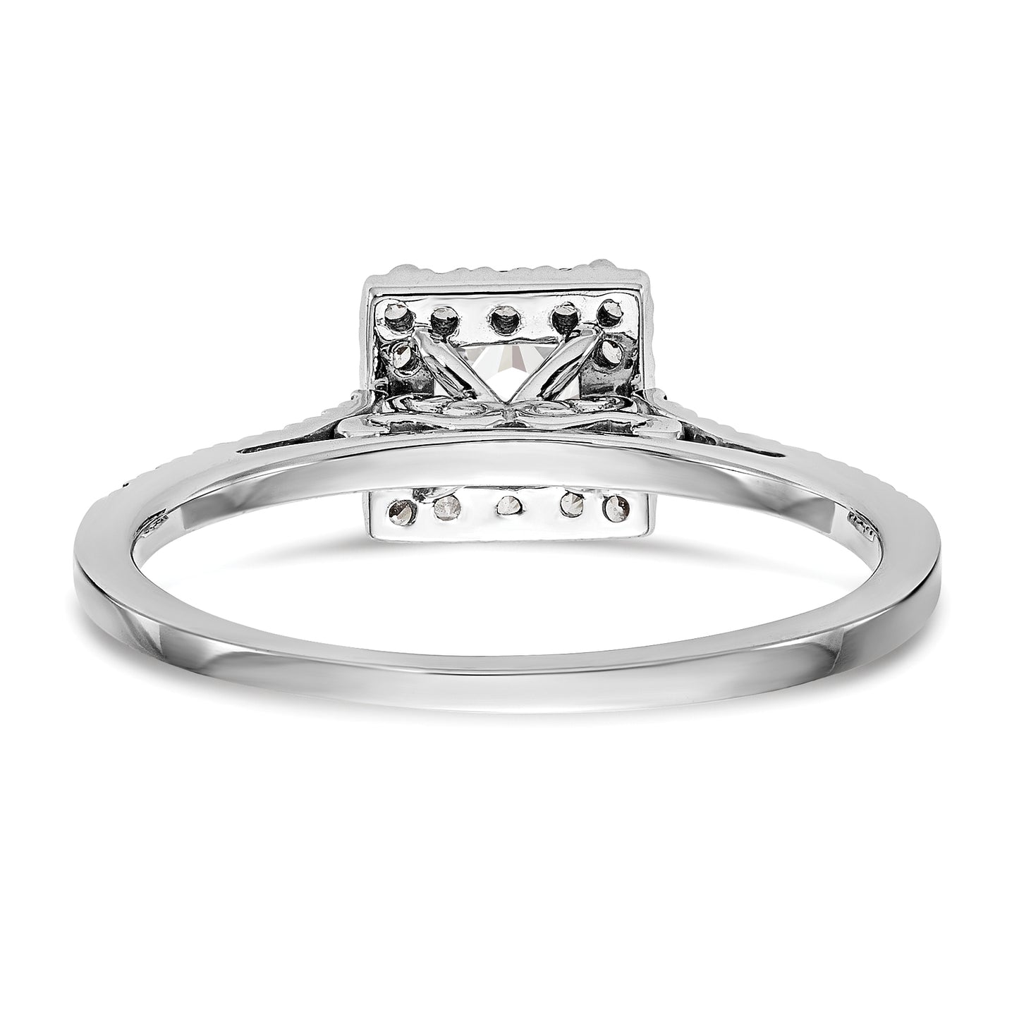 14k White Gold Princess Halo Simulated Diamond Engagement Ring