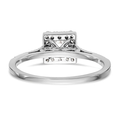 14k White Gold Princess Halo Simulated Diamond Engagement Ring