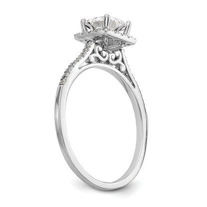 14k White Gold Princess Halo Simulated Diamond Engagement Ring