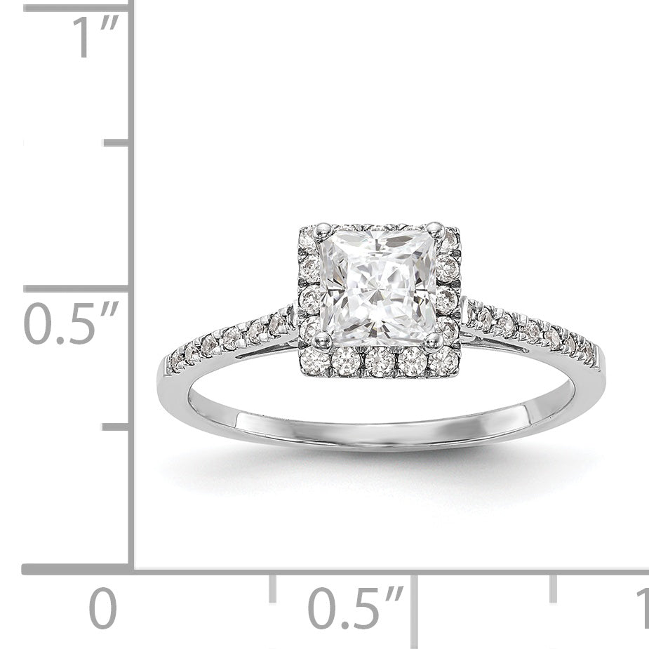 1/3 Ct. Ct. Natural Princess Cut Diamond Semi-mount Engagement Ring in 14K White Gold (Center Diamond is not Included)