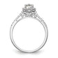 14k White Gold Cushion Halo Simulated Diamond Engagement Ring