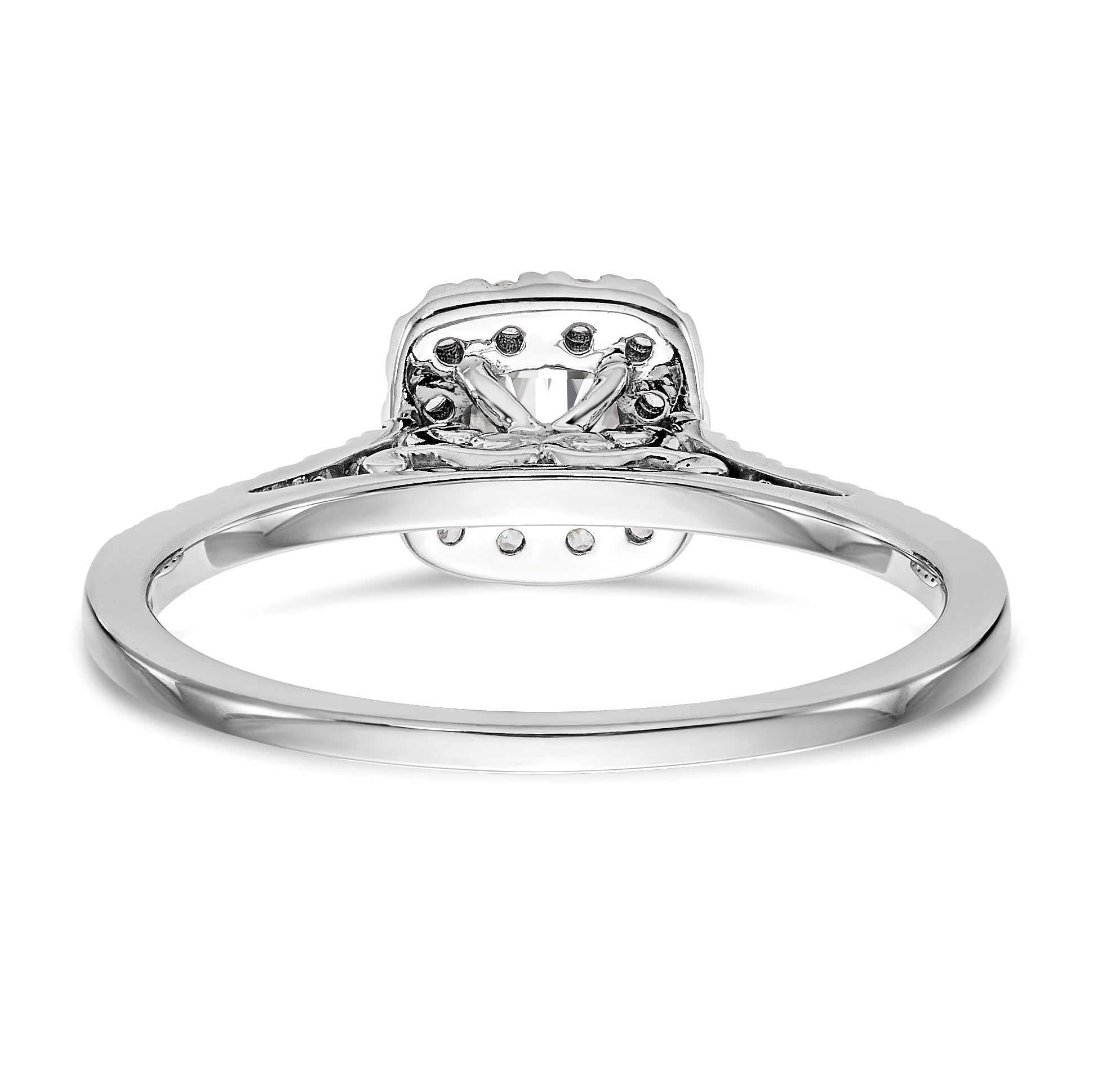 14k White Gold Cushion Halo Simulated Diamond Engagement Ring