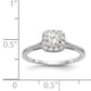 14k White Gold Cushion Halo Simulated Diamond Engagement Ring
