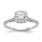 14k White Gold Cushion Halo Simulated Diamond Engagement Ring