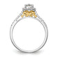 14k Two-tone Cushion Halo Simulated Diamond Engagement Ring