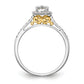 14k Two-tone Cushion Halo Simulated Diamond Engagement Ring