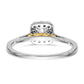 14k Two-tone Cushion Halo Simulated Diamond Engagement Ring