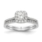 14k Two-tone Cushion Halo Simulated Diamond Engagement Ring