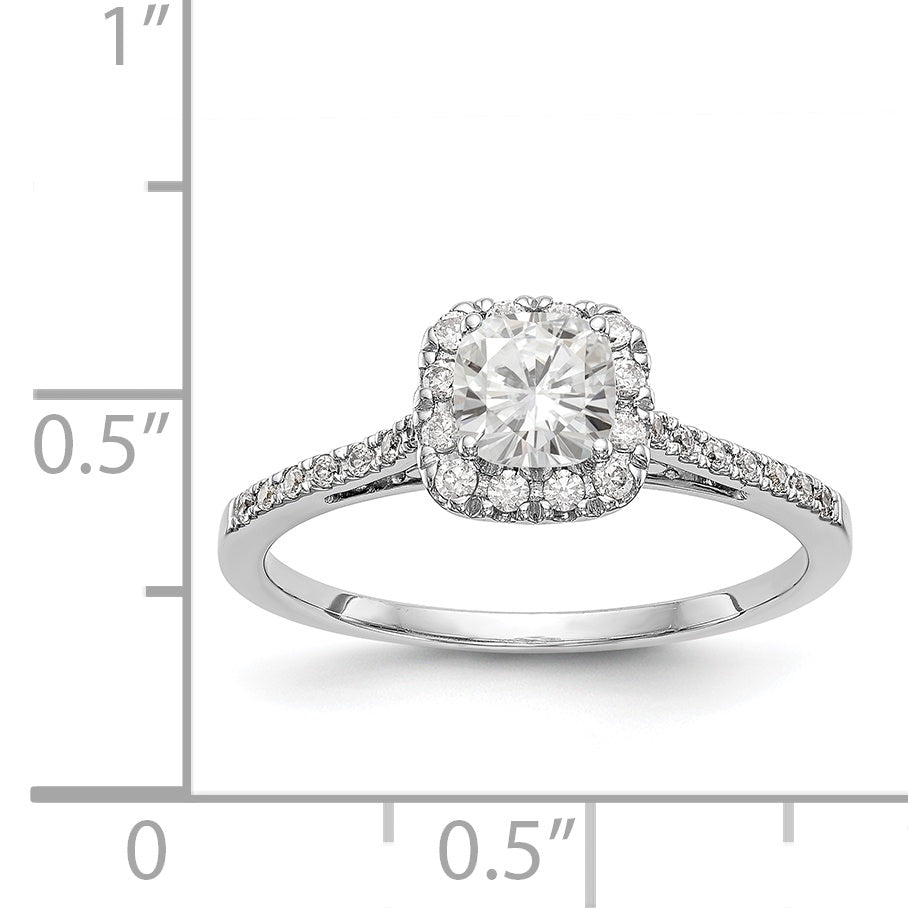 14k Two-tone Cushion Halo Simulated Diamond Engagement Ring