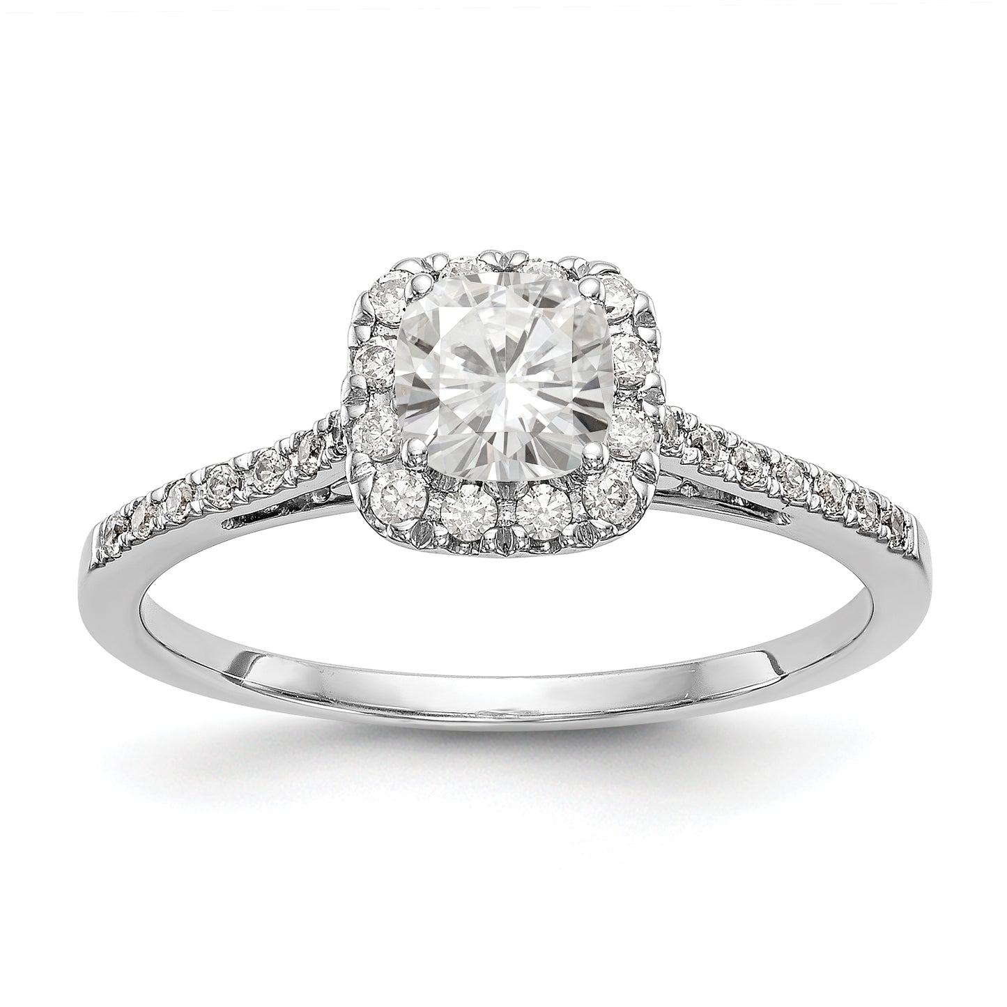 14k Two-tone Cushion Halo Simulated Diamond Engagement Ring
