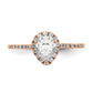 8x5mm Pear Shapet CZ Halo Style Engagement Ring in 14K Rose (Pink) Gold