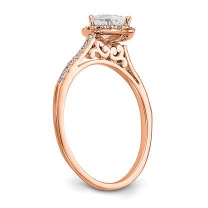 8x5mm Pear Shapet CZ Halo Style Engagement Ring in 14K Rose (Pink) Gold