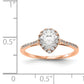 8x5mm Pear Shapet CZ Halo Style Engagement Ring in 14K Rose (Pink) Gold