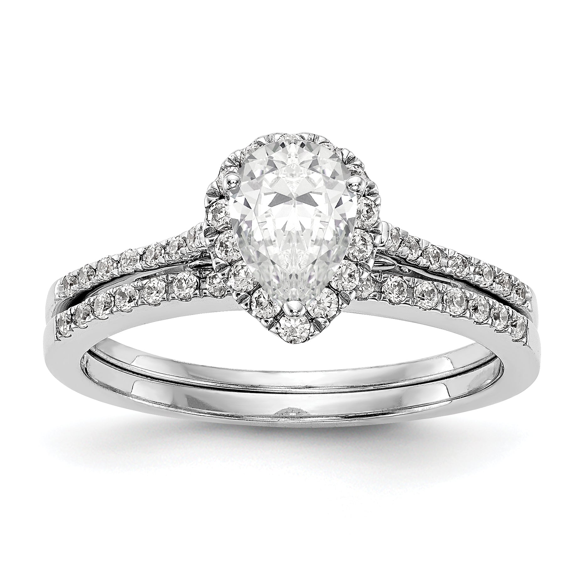 1/3 Ct. Natural Pear Shape Diamond Semi-mount Engagement Ring in 14K White Gold
