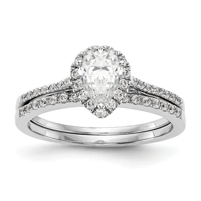 1/3 Ct. Natural Pear Shape Diamond Semi-mount Engagement Ring in 14K White Gold