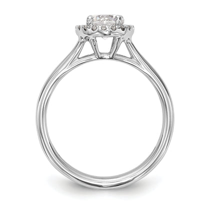 14k White Gold Round Halo Simulated Diamond Split Shank Engagement Ring