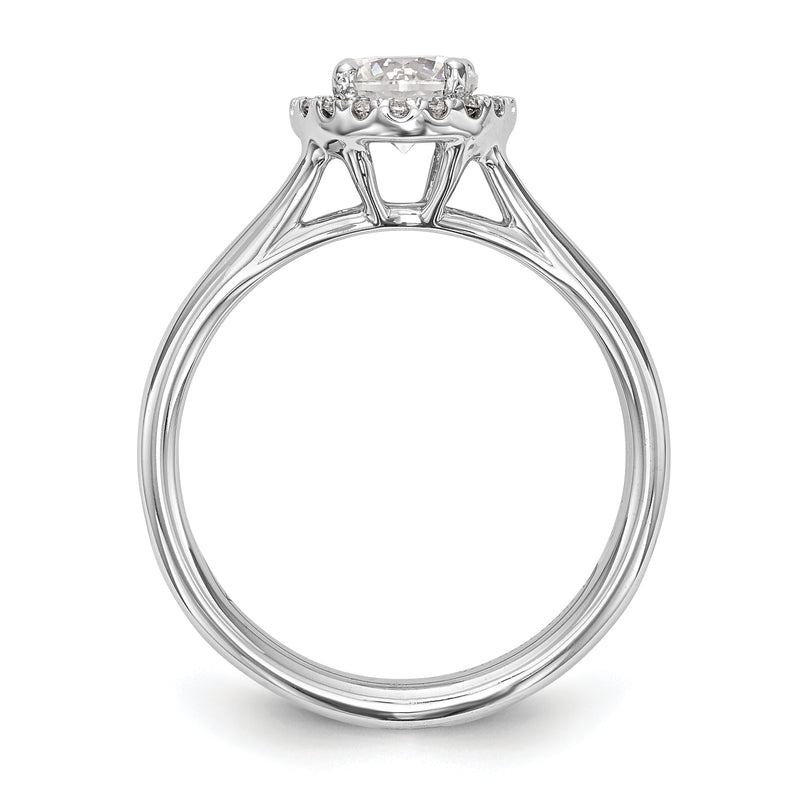14k White Gold Round Halo Simulated Diamond Split Shank Engagement Ring