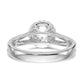 14k White Gold Round Halo Simulated Diamond Split Shank Engagement Ring