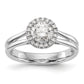 14k White Gold Round Halo Simulated Diamond Split Shank Engagement Ring