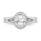 14k White Gold Oval Halo Simulated Diamond Split Shank Engagement Ring