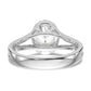 14k White Gold Halo Simulated Diamond Split Shank Engagement Ring