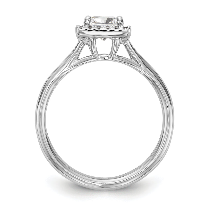 14kw Princess Halo Simulated Diamond Split Shank Engagement Ring