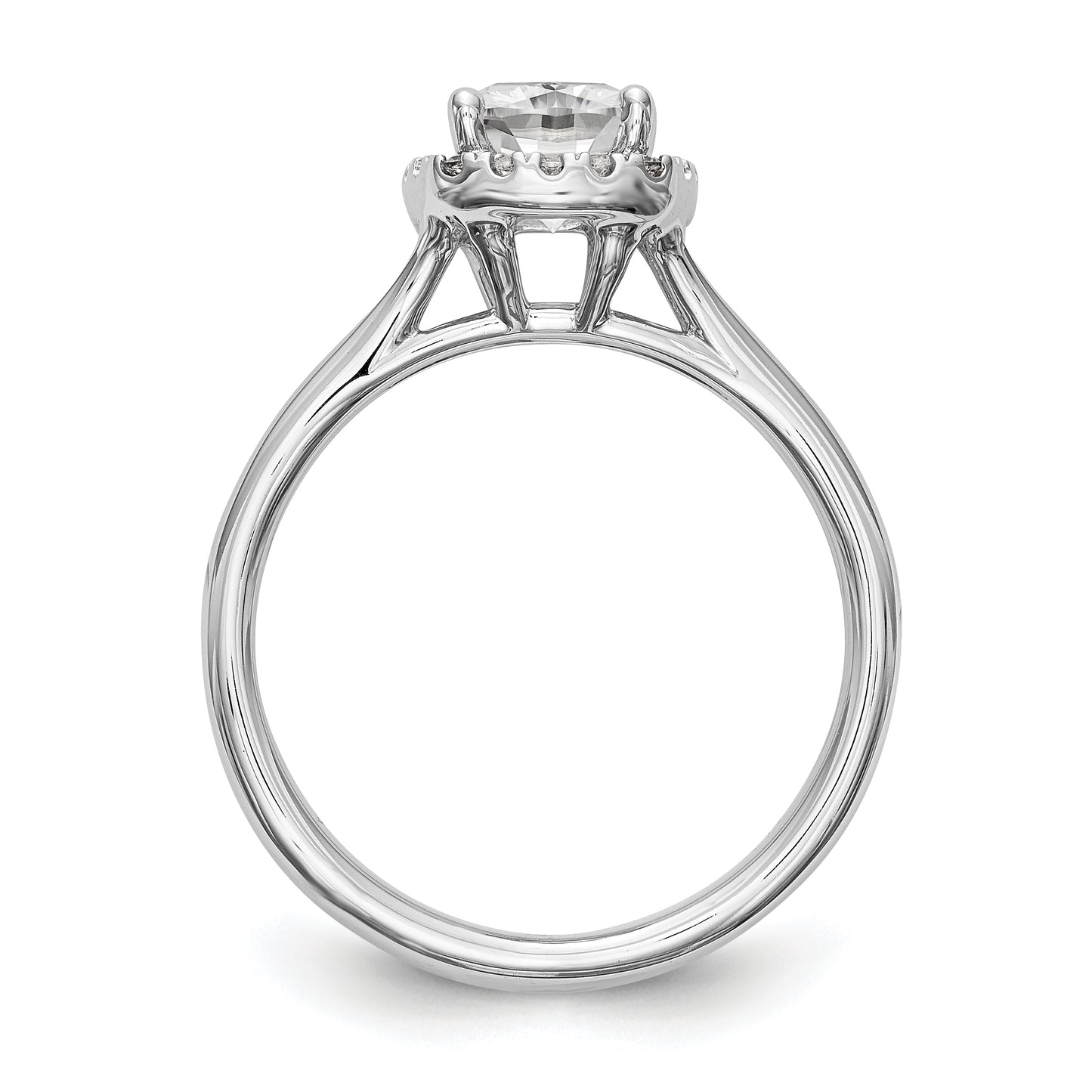 14kw Cushion Halo Simulated Diamond Split Shank Engagement Ring