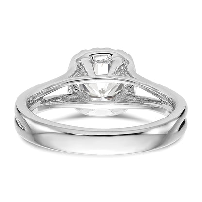 14kw Cushion Halo Simulated Diamond Split Shank Engagement Ring