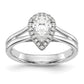 14kw Pear Halo Simulated Diamond Split Shank Engagement Ring