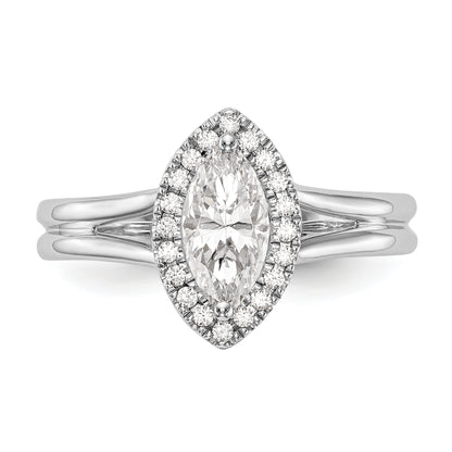 14kw Marquise Halo Simulated Diamond Split Shank Engagement Ring