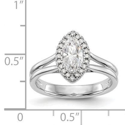 14kw Marquise Halo Simulated Diamond Split Shank Engagement Ring