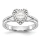 14kw Heart Halo Simulated Diamond Split Shank Engagement Ring