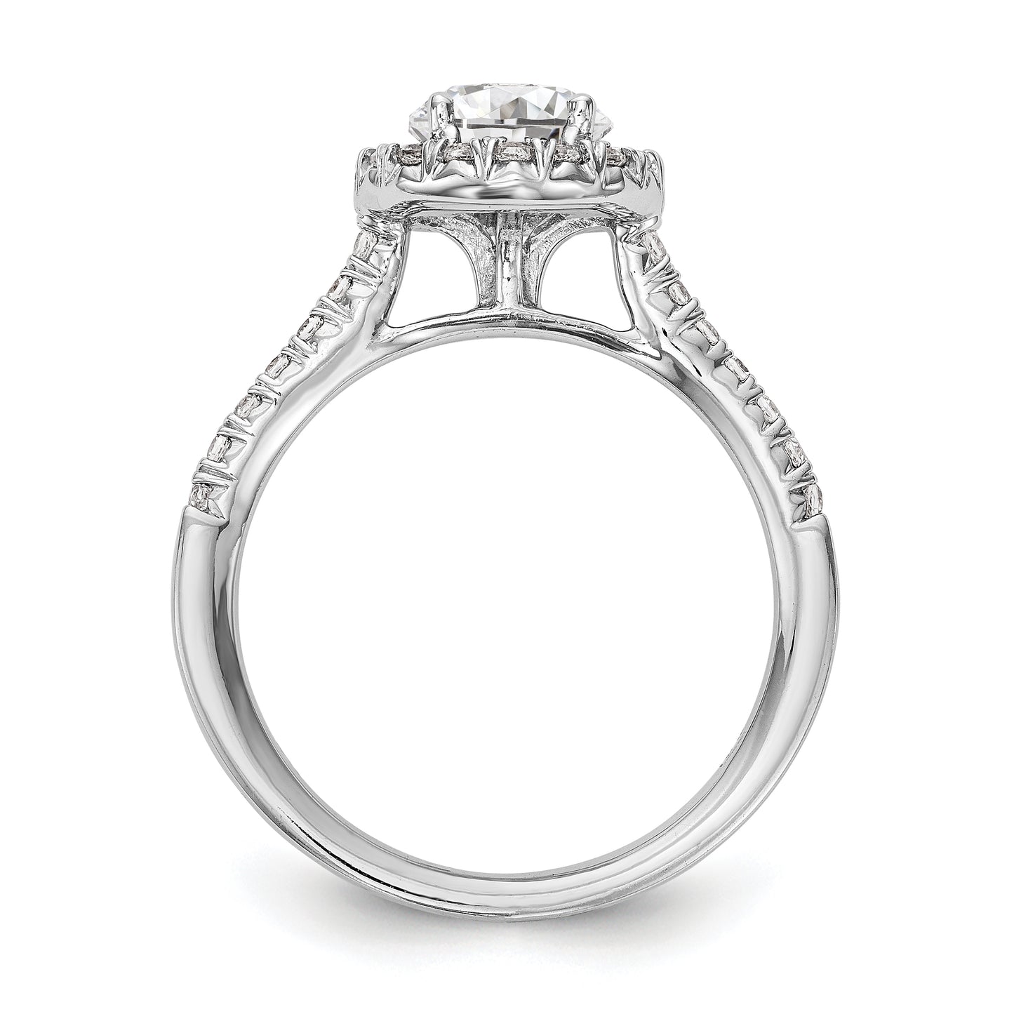 14kw Round Halo Simulated Diamond Engagement Ring