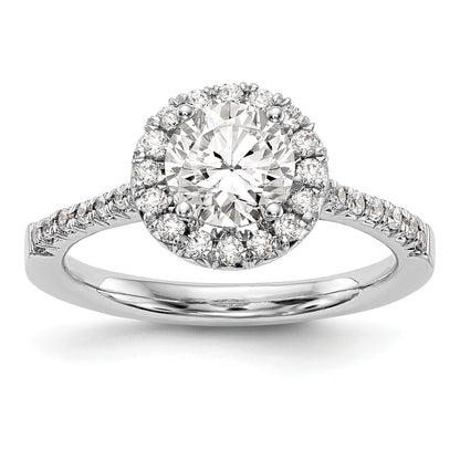 14kw Round Halo Simulated Diamond Engagement Ring