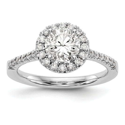 14kw Round Halo Simulated Diamond Engagement Ring